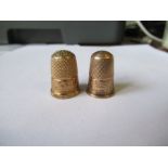 Two 9ct gold thimbles, weight 7g