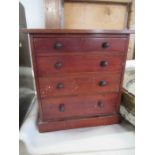 A mahogany miniature chest of drawers height 12ins, width 12ins, depth 9ins
