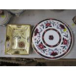 A Royal Worcester cake plate, together with a Wedgwood dish