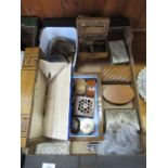 A box of sundries to include boxes, pens, plaques etc