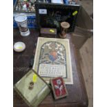 A Victorian blotter, decorated with flowers, together with a machline egg timer printed with a