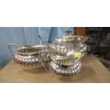 A silver plated three piece tea set