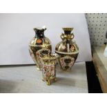 Three Royal Crown Derby Imari pattern vases - There is no obvious damage or restoration to any of