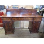 A 19th Century mahogany twin pedestal sideboard, width 72ins, height 53ins, depth 23ins