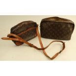 A Louis Vuitton wash bag, together with a Louis Vuitton handbag, with leather trim and strap,