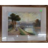 R F McIntyre, colour print, Richmond Bridge, 9.5ins x 13.5ins, together with Spencer Witart,
