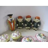 Three Continental porcelain models, of French men, height 6ins, together with another 20th century