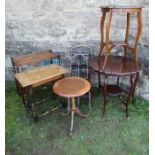 A collection of furniture, to include occasional tables, cakes stands, tea trolley etc
