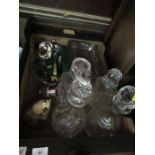 A mixed box to include decanters, silver plated items etc
