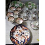 A collection of porcelain, to include a pair of 19th century dishes, 6 19th century cups, a 19th