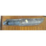A William Rogers Sheffield knife, with leather case, total length 12.5ins