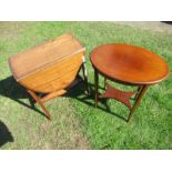 An Edwardian occasional table together with another.