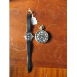 A Bulova World War Two RAF pilots wrist watch, with black dial, together with a Military issue