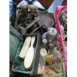 A box of mixed items to include a pair of Sterling silver goblets, collar box etc