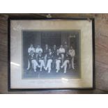 Box of pictures, to include sporting teams, antique prints etc