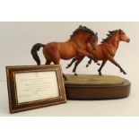 A Royal Worcester limited edition model, Galloping Ponies, modelled by Doris Lindner, plinth and