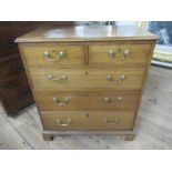 A 19th century oak chest of drawers, width 32ins, depth 18.5ins, height 35ins