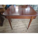 A 19th century mahogany fold over table, width 39ins, height 29ins