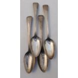 A set of four Georgian silver serving spoons, engraved with a crest, London 1813, weight 9oz