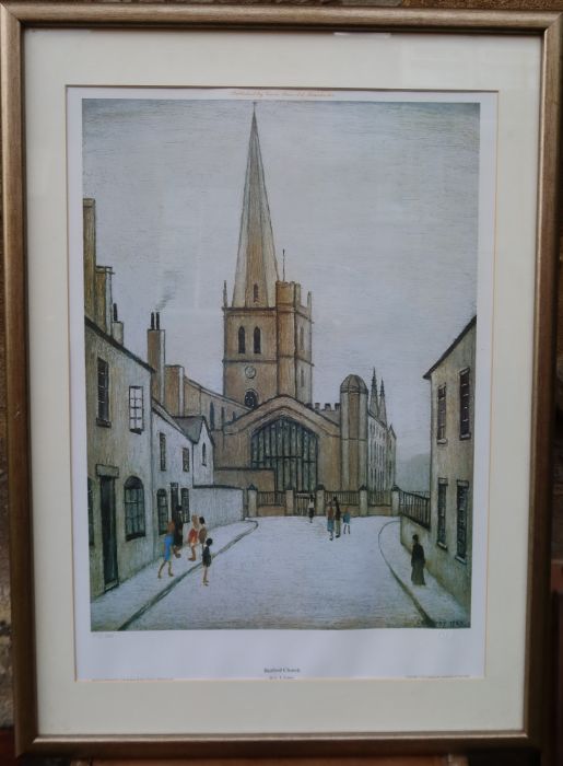 Laurence Stephen Lowry, limited edition print, Burford Church, with Fine Art blind stamp, 51cm x