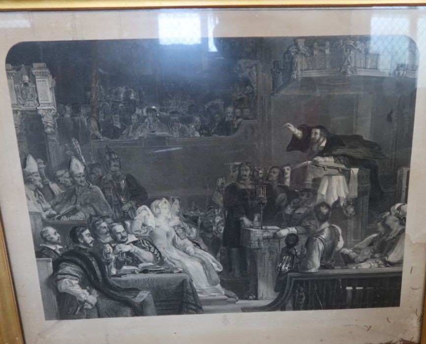 The Preaching of John Knox, black and white engraving, 27ins x 32ins - Image 2 of 4