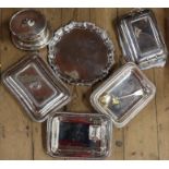 A box of silver plated items, to include entree dishes, flatware etc