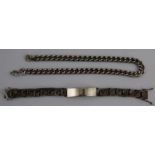 A silver curb link necklace, (stamped silver, links marked) together with an Identity bracelet, with
