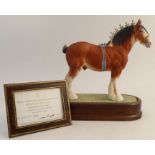 A Royal Worcester limited edition model, Clydesdale Stallion, modelled by Doris Lindner, with plinth