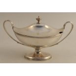A Georgian silver covered oval pedestal dish, with reeded edge, London 1794, weight 11oz