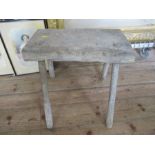 An Antique primitive elm stool, with original paint, width 18.5ins, height 19ins