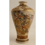 A Satsuma pottery vase, decorated with figures, height 6ins