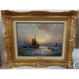 William Thornley, oil on canvas, Making for Port, 11ins x 15ins - Has been cleaned, restored,