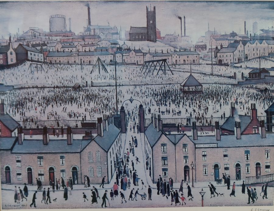 Laurence Stephen Lowry, signed lithograph in colours, Britain at Play, with Fine Art trade blind - Image 2 of 5