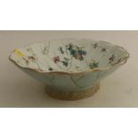 An Eastern bowl, decorated with flowers, seal mark, diameter 9.5ins - rubbing to gilding and has