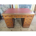 A 19th century mahogany twin pedestal desk, width 42ins, depth 24ins, height 29ins