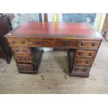 A 19th mahogany twin pedestal desk, width 48ins, depth 26ins, height 30ins