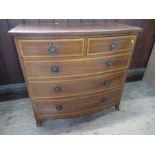 A 19th century bow fronted chest of drawers, width 38ins, depth 21ins, height 35ins