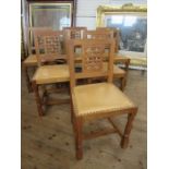 A Robert 'Mouseman' Thompson of Kilburn set of six oak lattice back dining chairs,