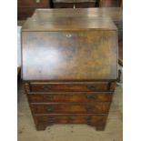 A burr walnut bureau, width 27ins, height 39ins