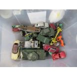 A box of model cars to include Dinky examples