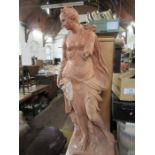 A terracotta garden statue, of a Classical woman, af, height 51ins