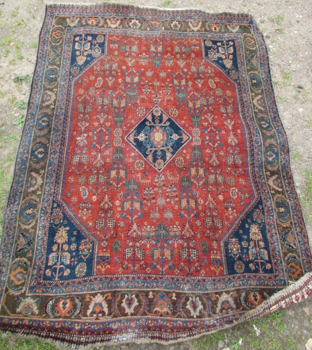 An Eastern design pray rug, the field decorated with a vase of flowers, 56ins x 84ins, together with - Image 4 of 5