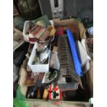 A box of assorted items, to include a record holder, lighter, folding camera etc