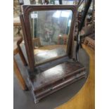 A Queen Anne design mahogany swing frame toilet mirror, 19.5ins, height 24ins