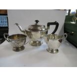 A silver three piece tea set, Birmingham 1937, weight 20oz all in (6 & 46)