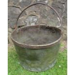 A large copper bucket, with steel swing handle, diameter 21.5ins
