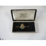 A 9ct gold North Irish Guard bar brooch, in box