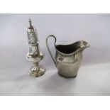 A silver jug, with reeded edge, Chester 1937, together with a Georgian silver sugar caster, London