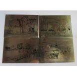 Four silver rectangular plaques, decorated with Shire Horses, weight 4oz