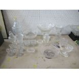 A collection of glassware, to include comports, bonbonnieres, table salts, vases etc